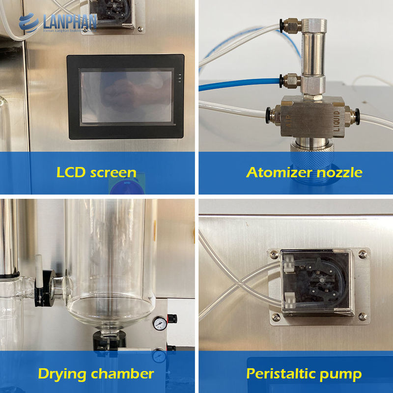Mini Lab Spray Dryer Machine 2L Capaciteit SUS304 Materiaal 3KW Vermogen voor Koffiemelkpoeder
