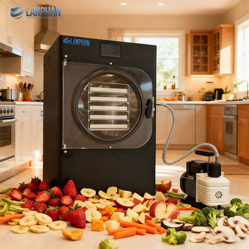 5-bak Kleine grootte roestvrijstalen vriesdroger met oliepomp voor snoep