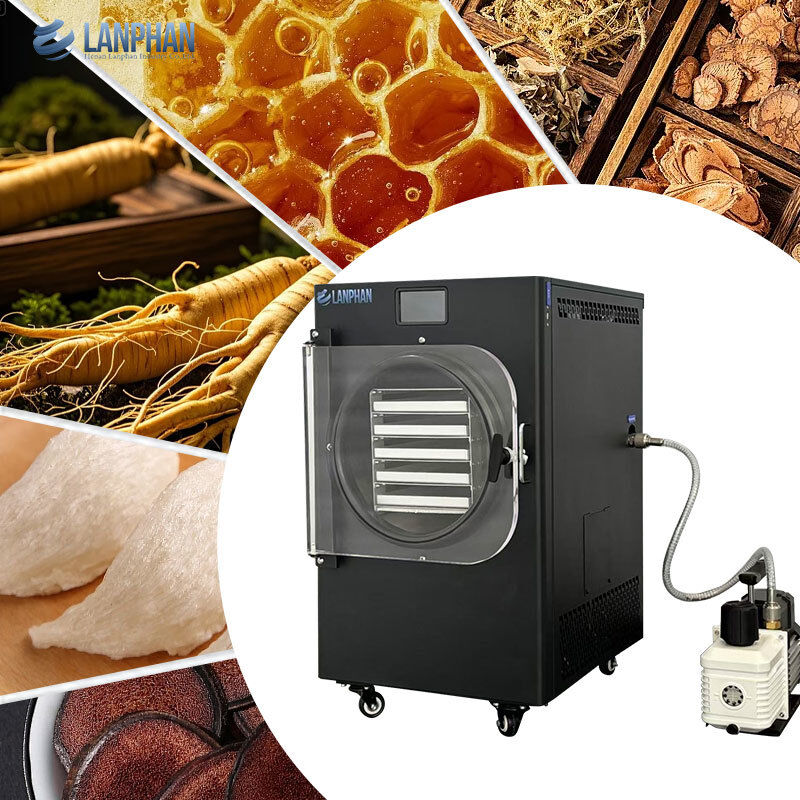 5-bak Kleine grootte roestvrijstalen vriesdroger met oliepomp voor snoep