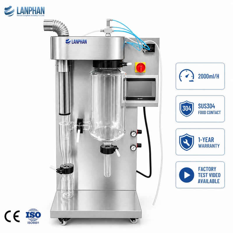 Mini-Labor Spray Dryer Machine Kleinschalig Spraydrogen Voor R & D & Universiteiten